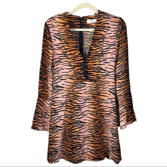 A.L.C. Brinkley Leopard Animal Print Fit And Flare Silk Mini Dress Size 2 - Picture 5 of 12